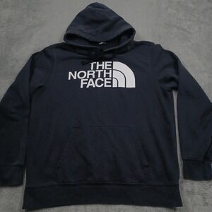 North Face Sweater Mens Large Black Hoodie Pullover Pockets Casual Outdoor Logo